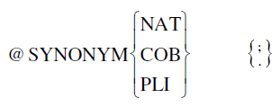 Syntax of the synonym statement