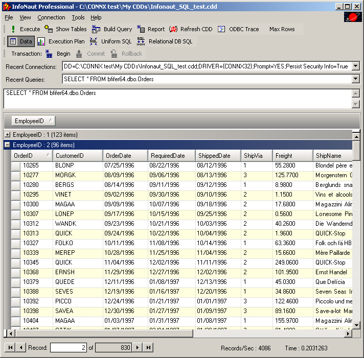 In our example, you can see all the records that contain EmployeeID 2 when you expand it.