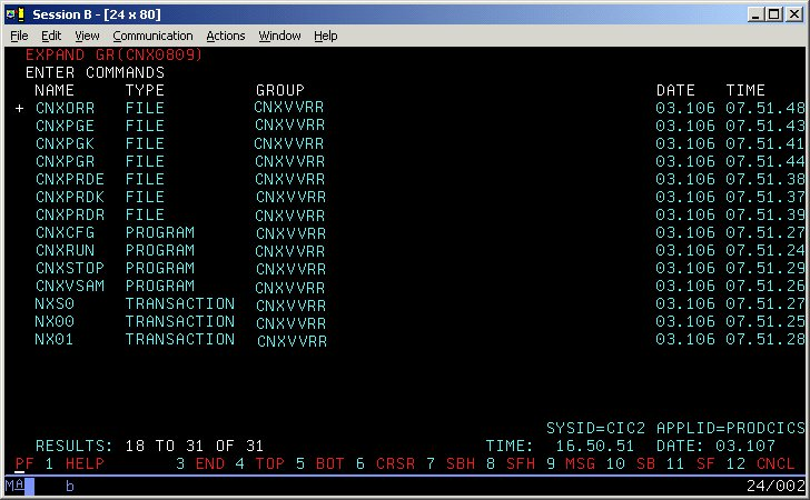 cics components for version 2.3 and below