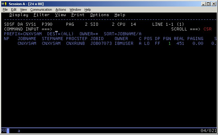 CNXVSAM Started Task/Batch Job TCP/IP listener is started and listening on port 6710