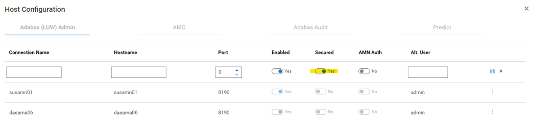 Host Configuration - Secured Connection Check Box