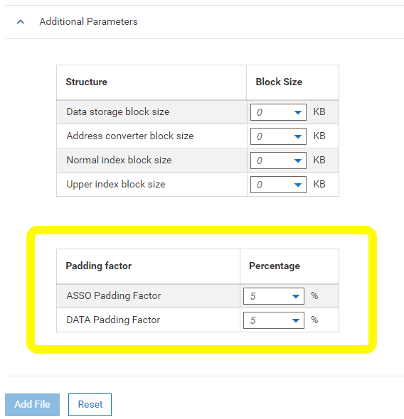 Add File: Additional Parameters