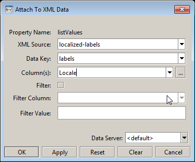 Example of Attach To XML Data dialog