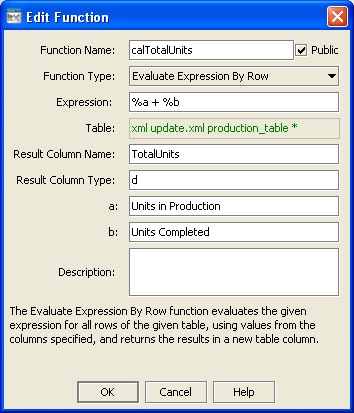 Illustration showing the Edit Function dialog