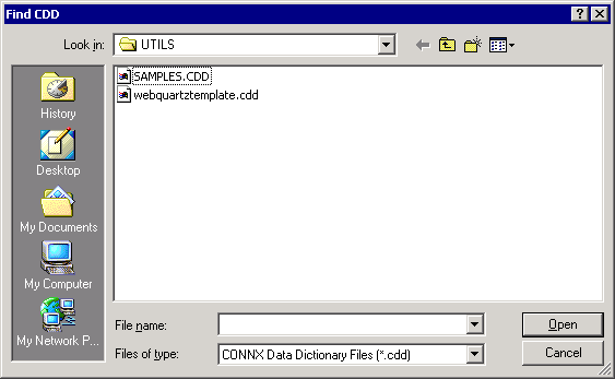 The Find CDD dialog box is a file browser window. You have to select the CDD file you want to use.