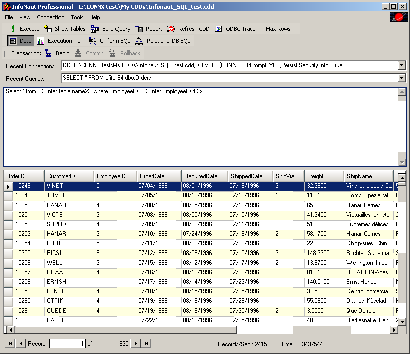 The query we will use for our example is SELECT * FROM <%Enter table name%> where EmployeeID=<%Enter EmployeeID|4%>