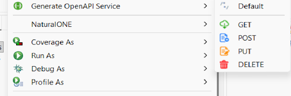Generate                     OpenAPI Service menu