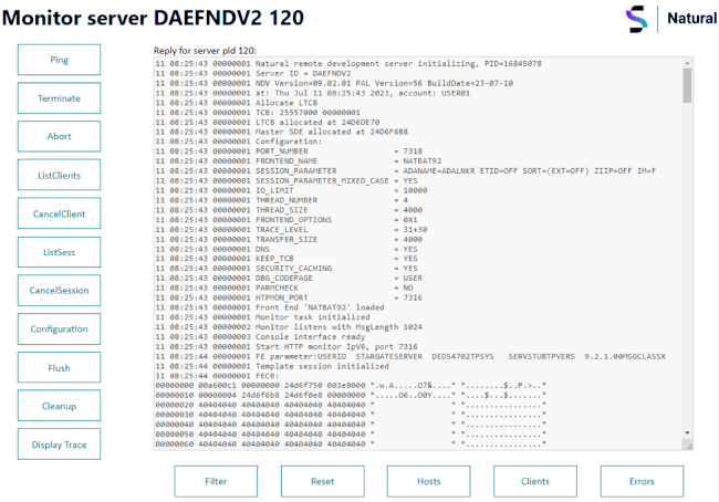 Monitor Server - Display Trace
