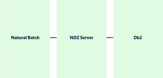 The Natural Batch server, NDZ server and Db2 are all seperate address spaces.