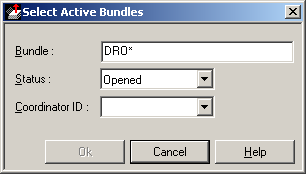 Select Active Bundles dialog with selection criteria