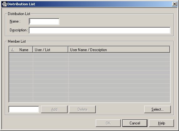 New Distribution List dialog