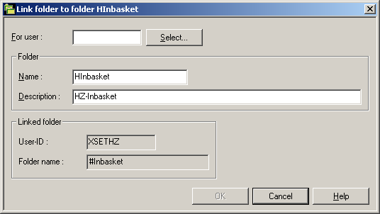 Link folder dialog