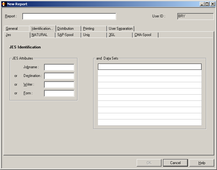 New Report - JES Identification Attributes