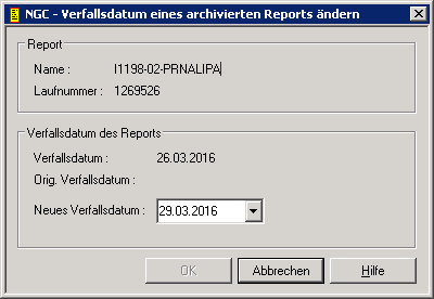 Verfallsdatum eines archivierten Reports ändern