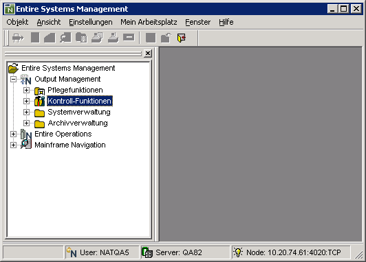 Entire Systems Management-Hauptbildschirm, Beispiel