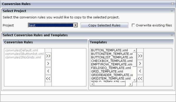 Conversion Rules tool