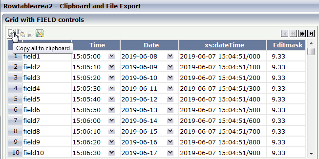 Example screenshot for clipboard and file export