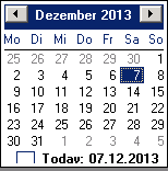 Kalender für Auswertungsdatum