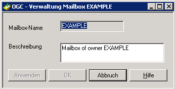 Mailbox-Definition ändern