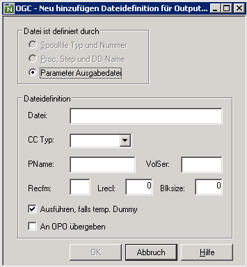 Dateidefinition für Output Management (WinUx)