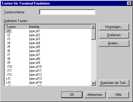 Tasten für Terminal-Emulation