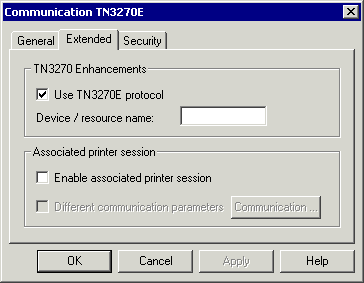 Communication - TN3270(E) for display sessions - Extended