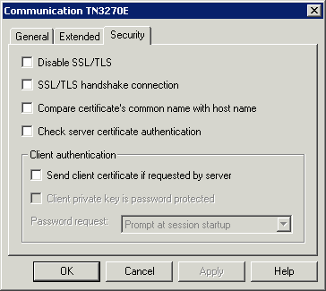 Communication - TN3270(E) for display sessions - Security