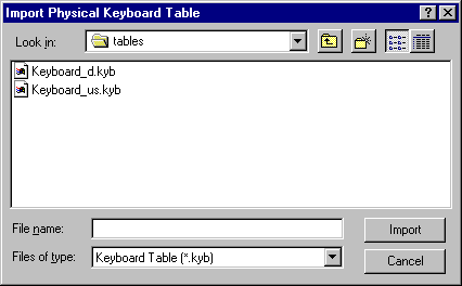 Import Physical Keyboard Table