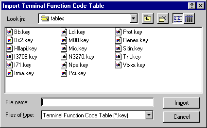 Import Terminal Function Code Table
