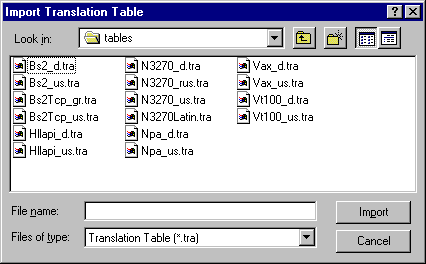 Import Translation Table