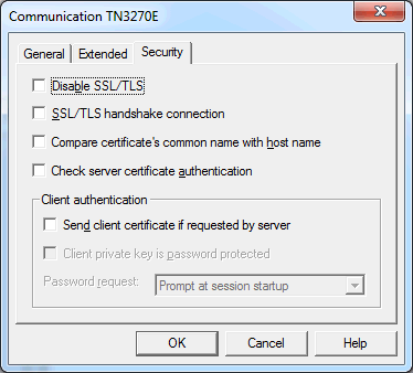 Communication - TN3270(E) for display sessions - Security