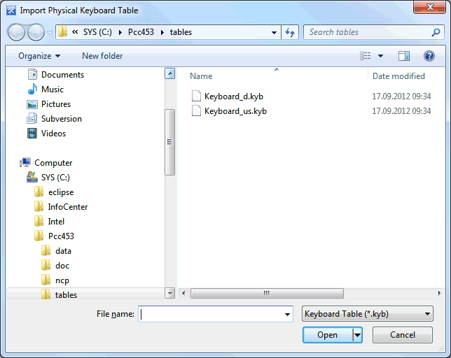 Import Physical Keyboard Table