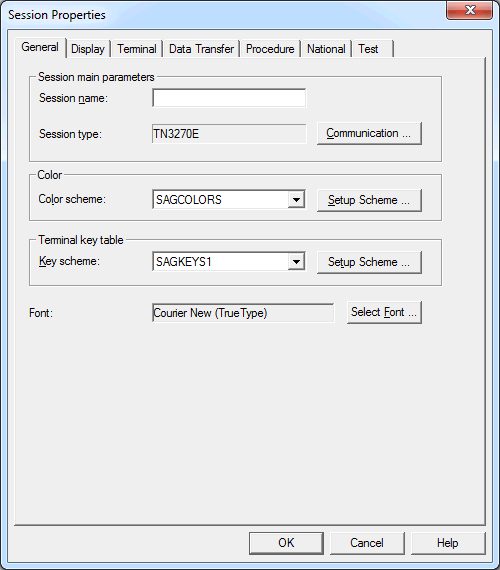 Session Properties - General