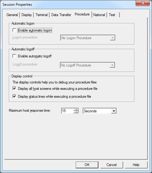 Session Properties - Procedure