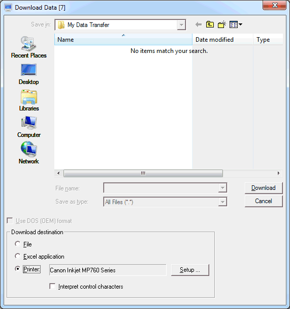 Download Data to Printer