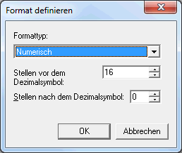 Format definieren - numerisch