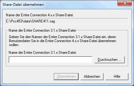 Share-Datei übernehmen