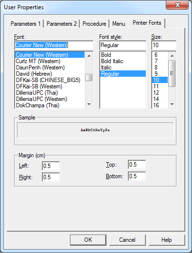 User - Printer Fonts