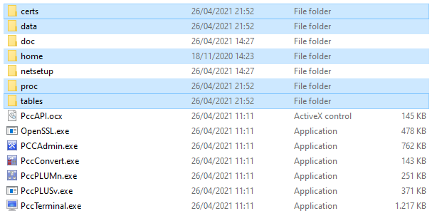 Entire Connection folders file structure