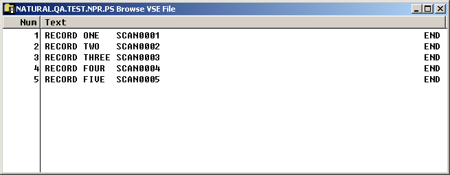 Browse window for VSE file