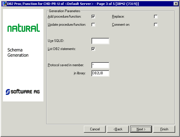 Parameters for DB2 procedure/function