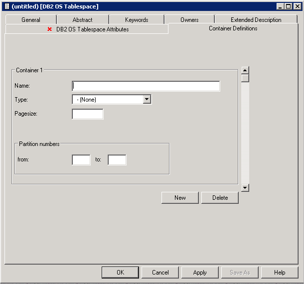 DB2 OS tablespace container definitions