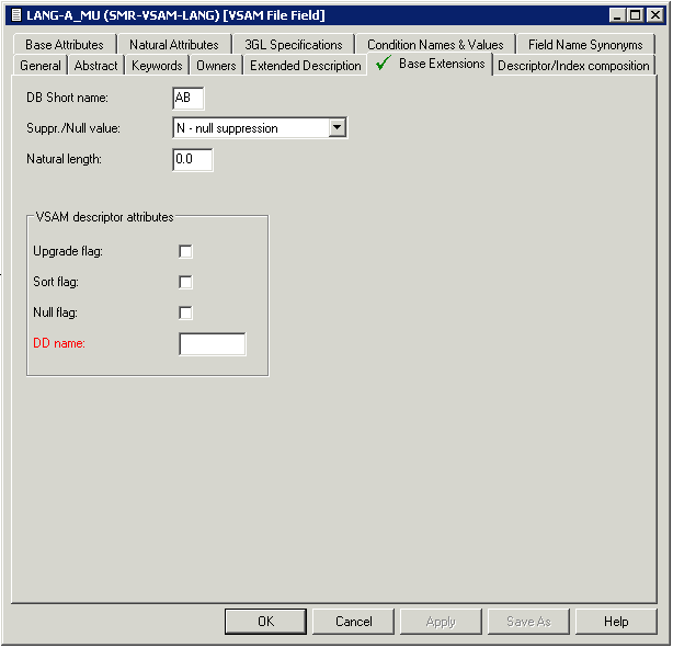 Additional attributes for VSAM alternate fields