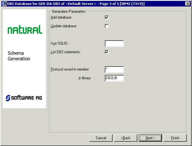 Parameters for DB2 database