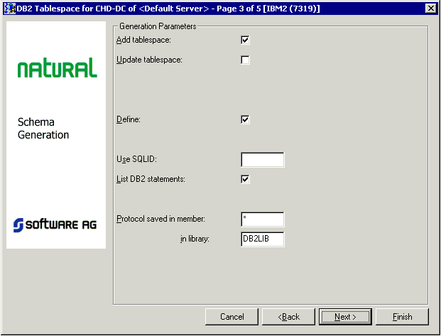 Parameters for DB2 tablespace