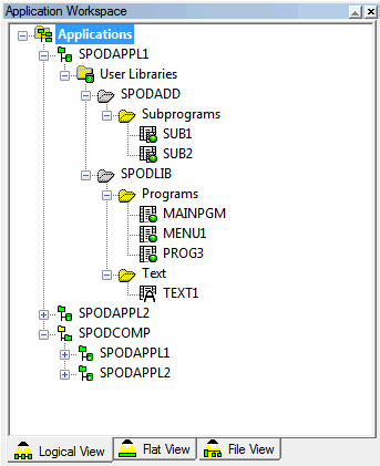 Linked objects in application workspace