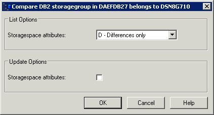 Parameters for DB2 storagegroup