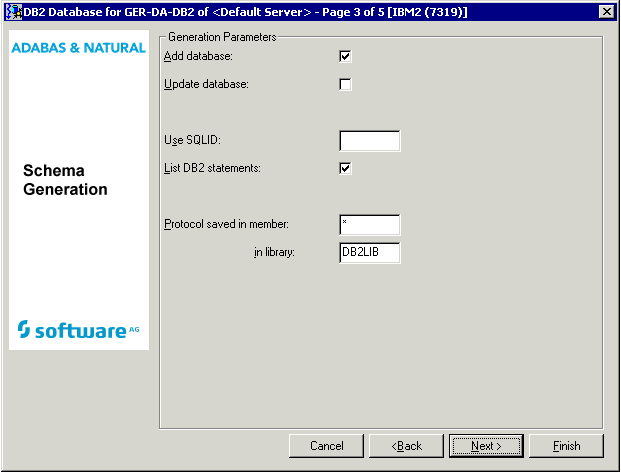 Parameters for DB2 database