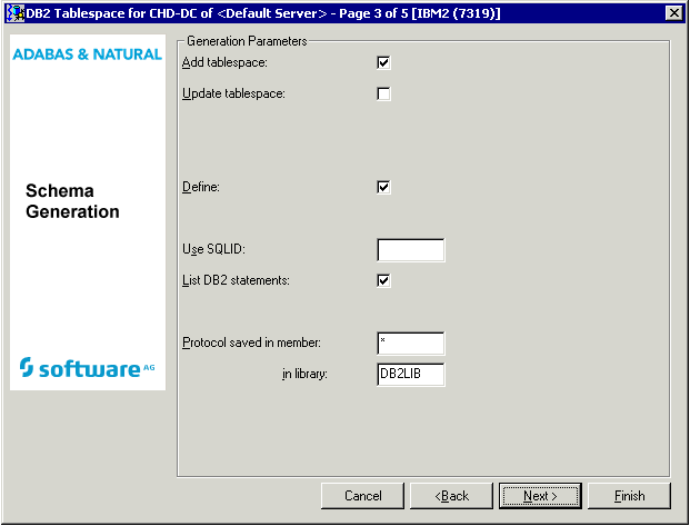 Parameters for DB2 tablespace