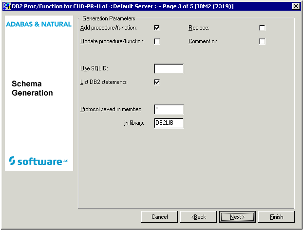 Parameters for DB2 procedure/function